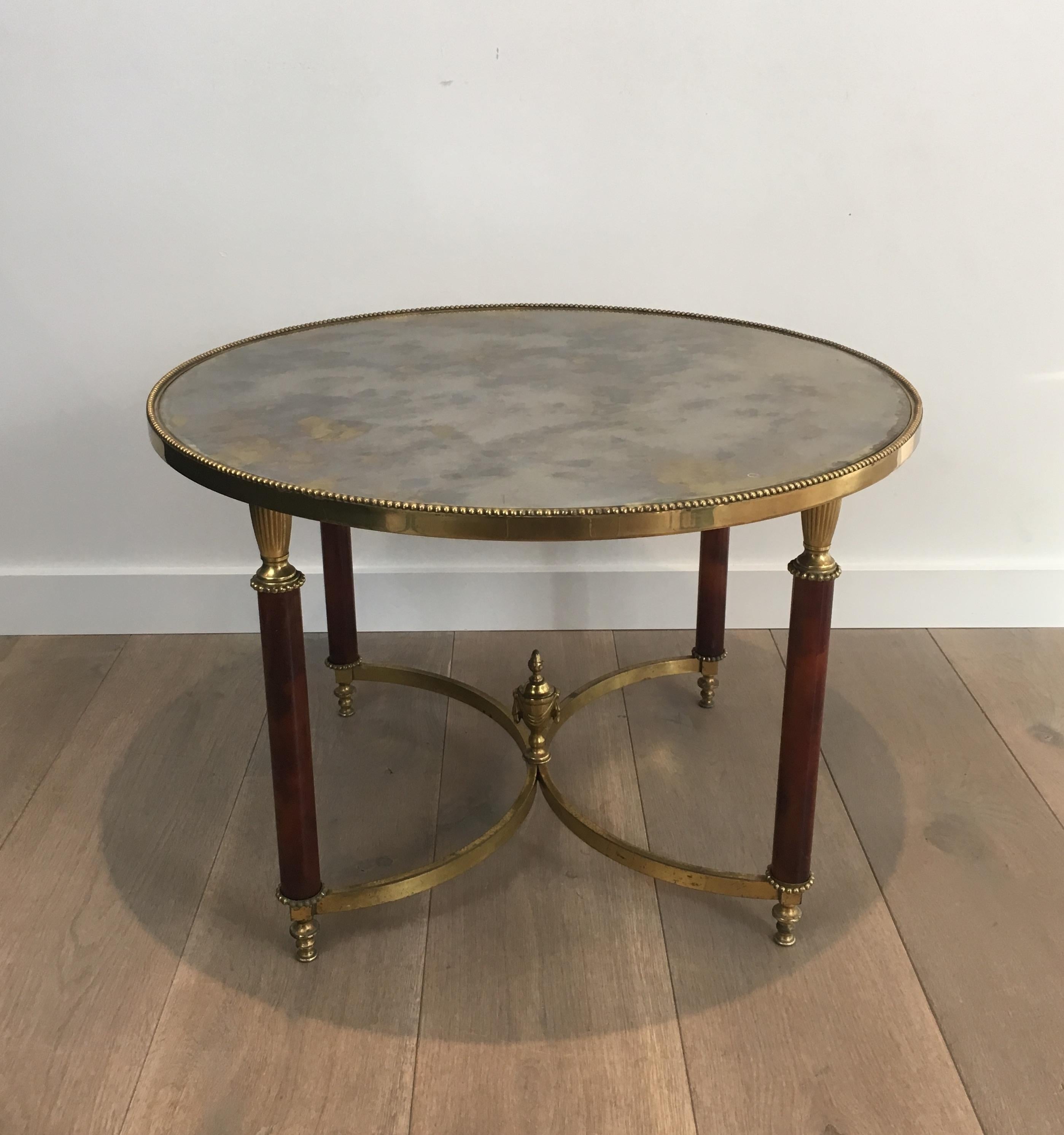 Mid-Century Modern Round Coffee Table Made of Rare Red Lucite Legs