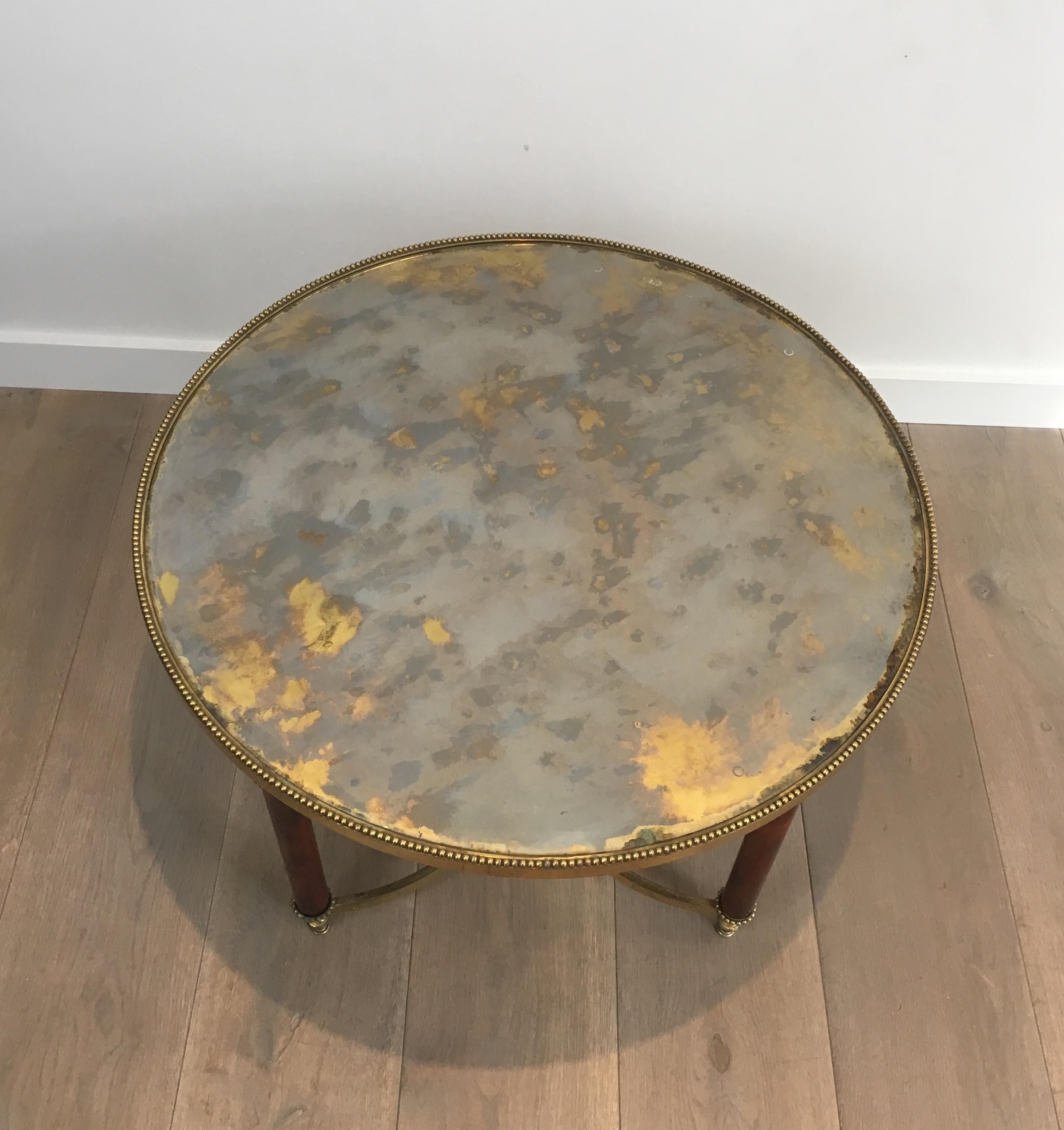 French Round Coffee Table Made of Rare Red Lucite Legs