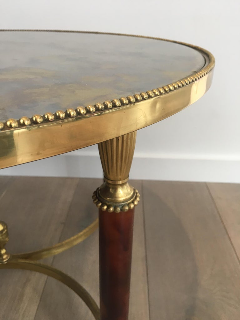 Round Coffee Table Made of Rare Red Lucite Legs at 1stDibs