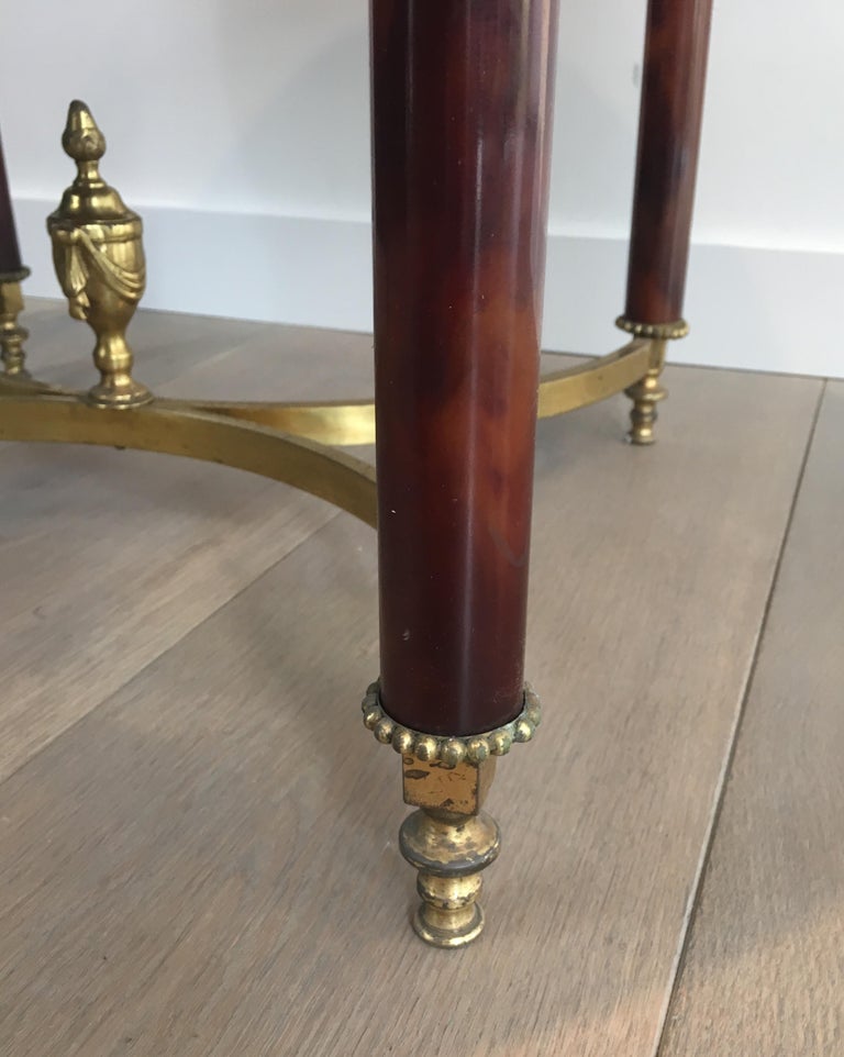 Round Coffee Table Made of Rare Red Lucite Legs at 1stDibs