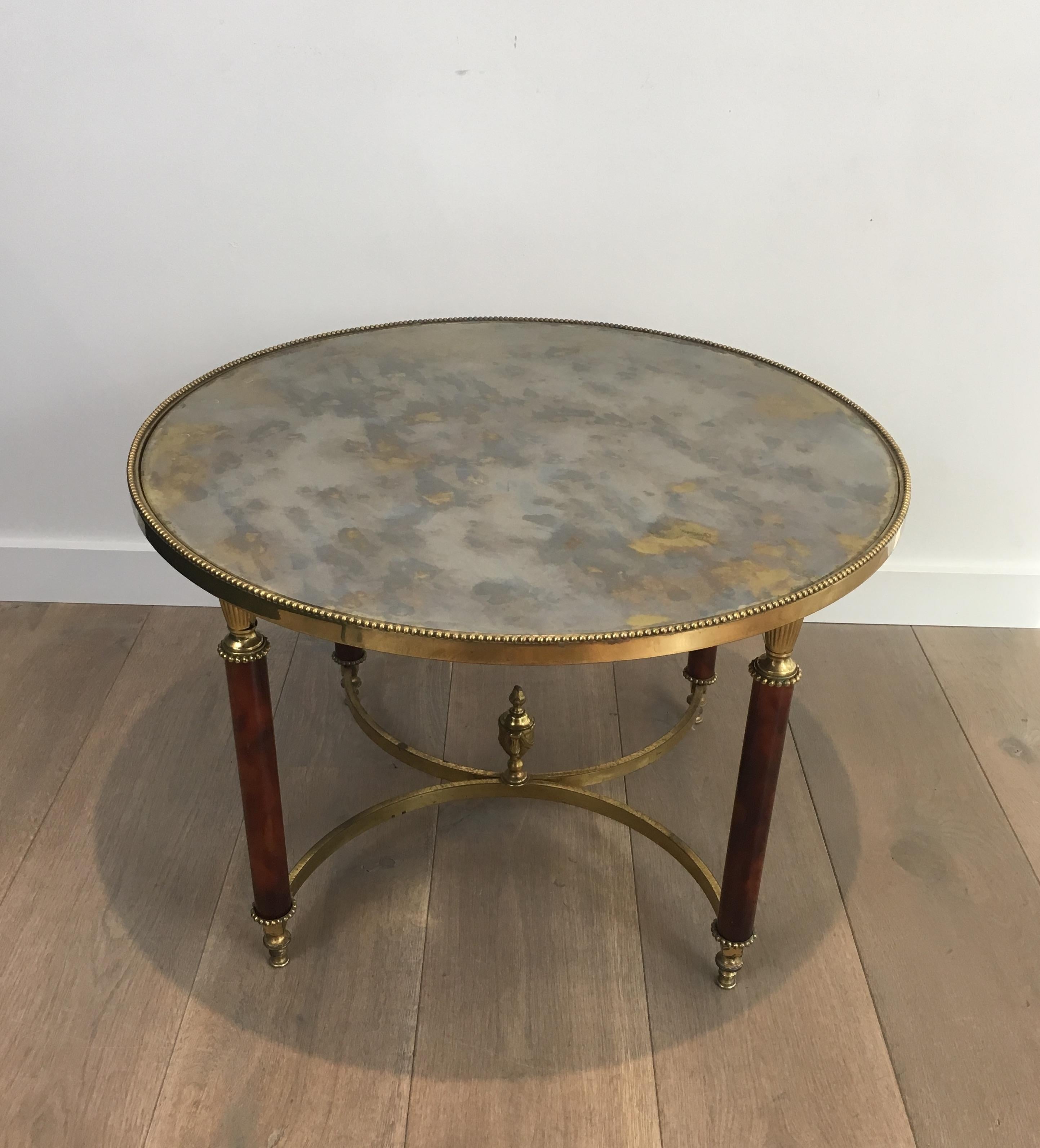 Round Coffee Table Made of Rare Red Lucite Legs 1