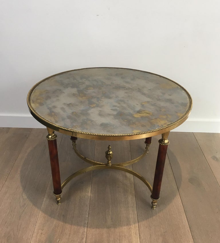 Round Coffee Table Made of Rare Red Lucite Legs at 1stDibs