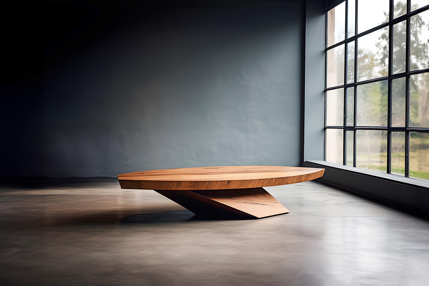 Contemporary Form Meets Function Solace 22: Solid Walnut Table with Heavy, Elegant Base For Sale