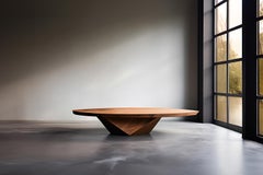 Solace 9: Geometric Solid Wood Coffee Table with Heavy Base and Straight Lines