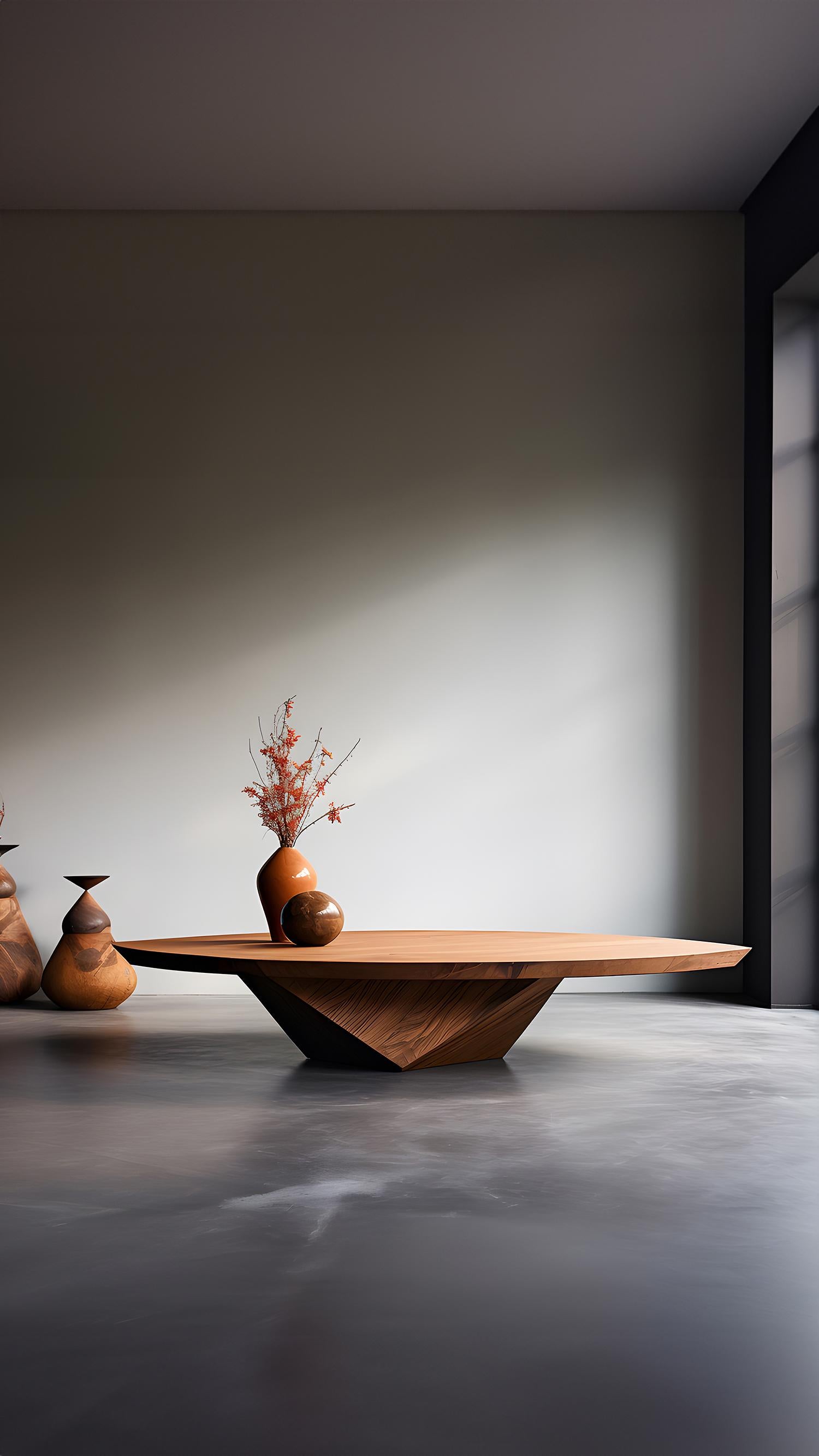Solace 9: Geometric Solid Wood Coffee Table with Heavy Base and Straight Lines In New Condition For Sale In Estado de Mexico CP, Estado de Mexico
