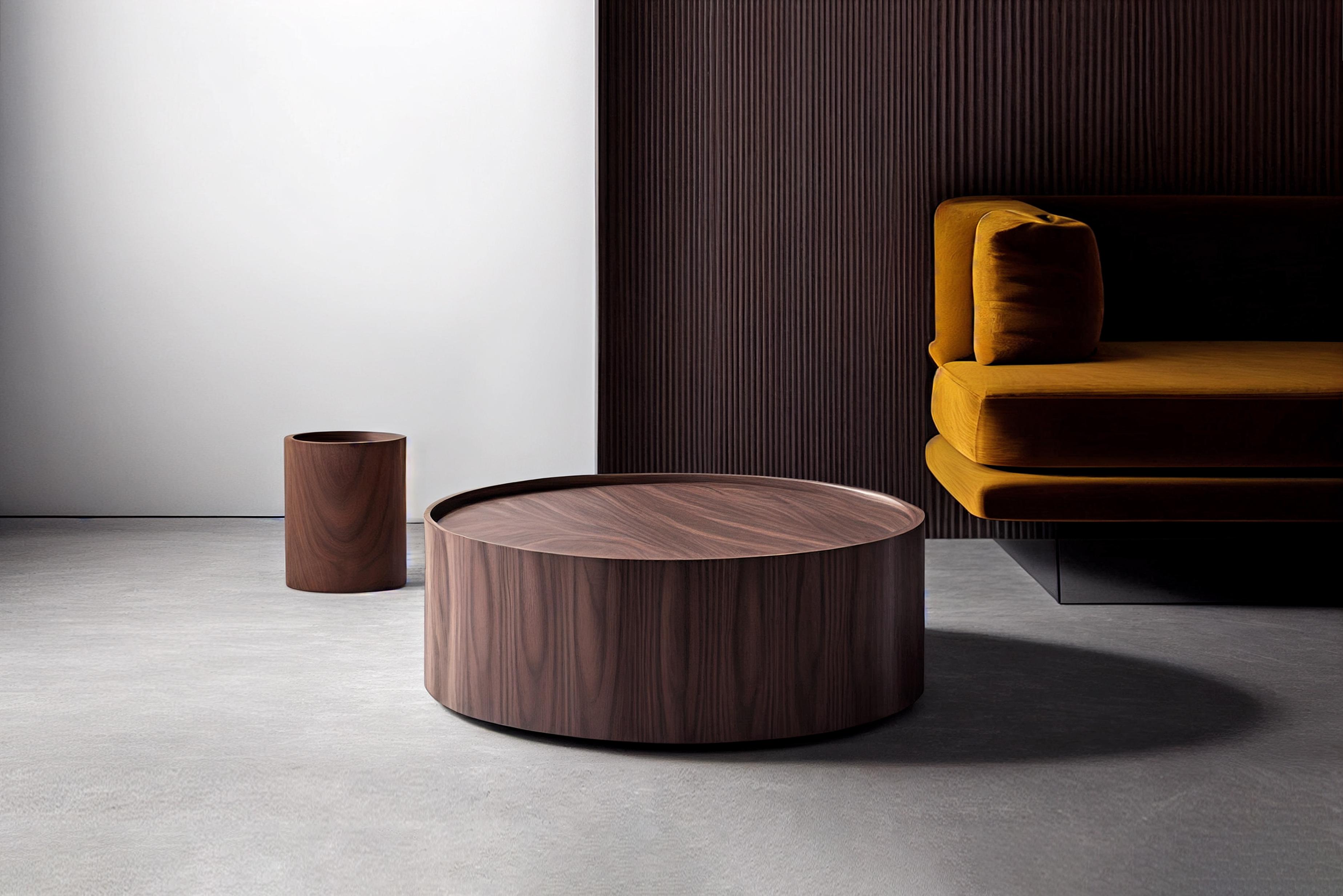 Contemporary Round Coffee Table Made of Walnut Veneer by Nono Furniture For Sale