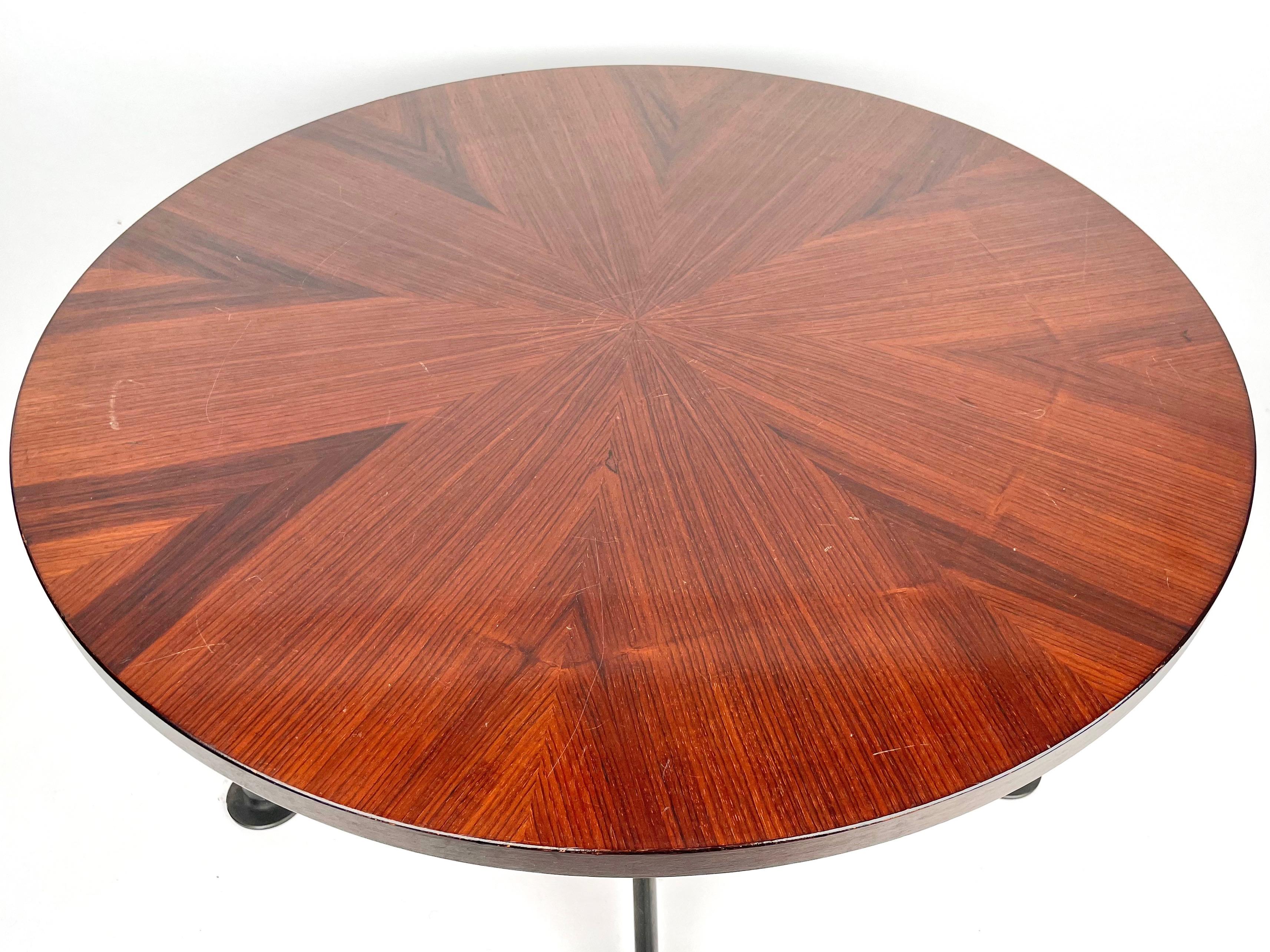 Mid-20th Century Round Coffee Table Metal and Wood by Ico Parisi for MIM Roma Italy 1960s