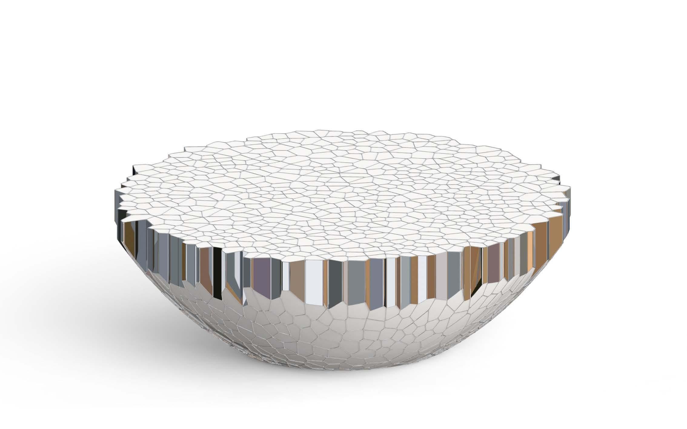 Round Coffee Table 'MY Collection' Michael Young Polished Stainless Steel Enamel In New Condition In Beverly Hills, CA