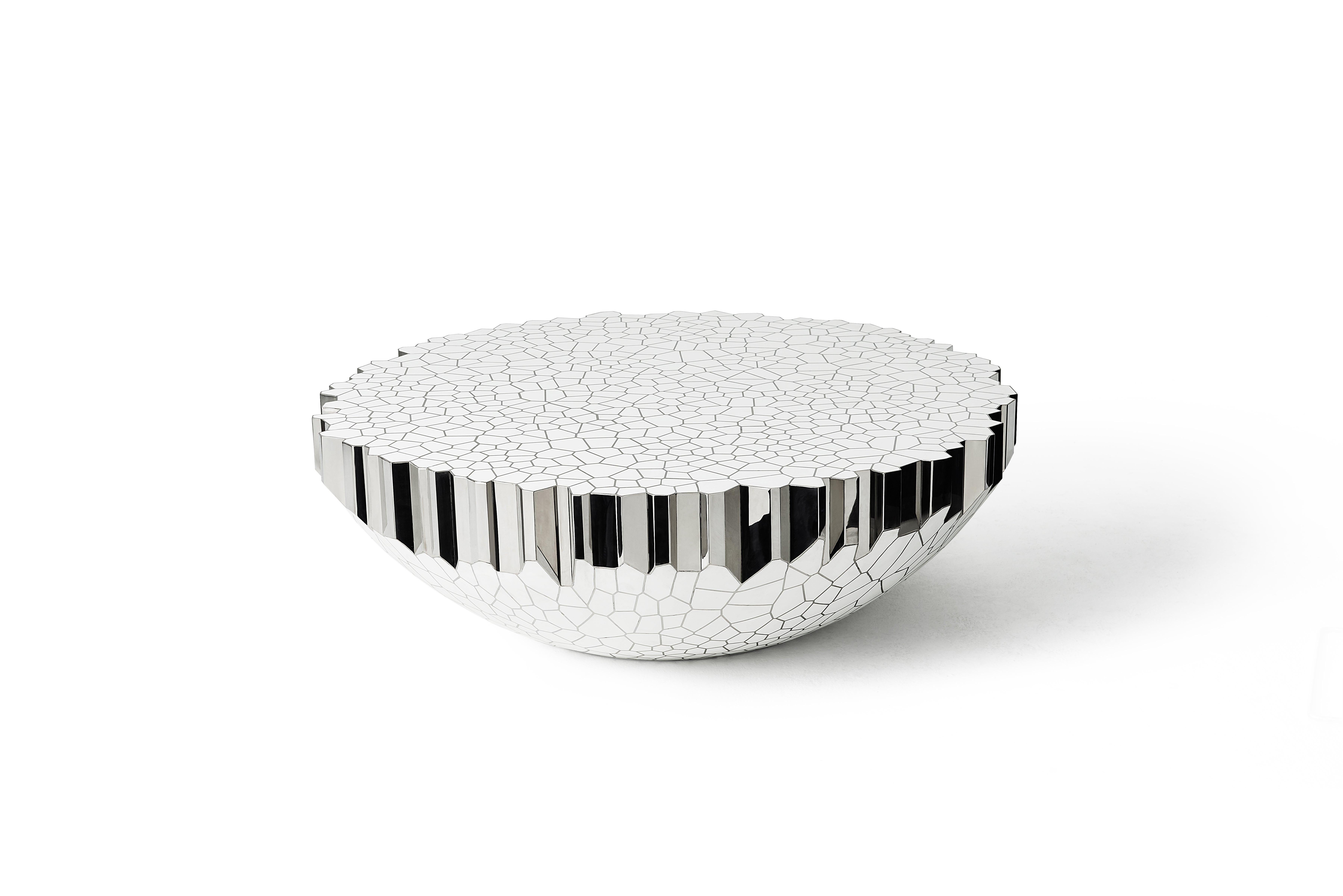 Round Coffee Table 'MY Collection' Michael Young Polished Stainless Steel Enamel 3