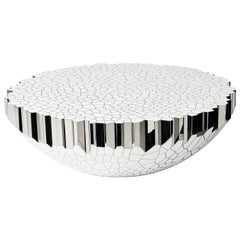 Round Coffee Table 'My Collection' Michael Young Stainless Steel White Resin