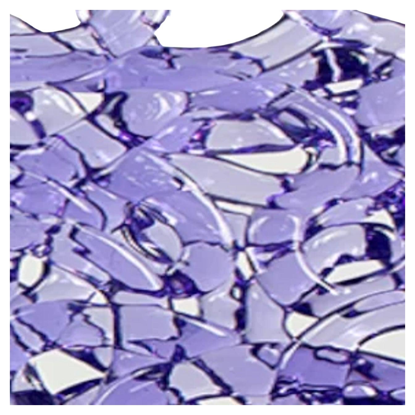 XXIe siècle et contemporain Table basse ronde Stitch by Stitch - Purple - Elegance on a Luminous Pedestal en vente