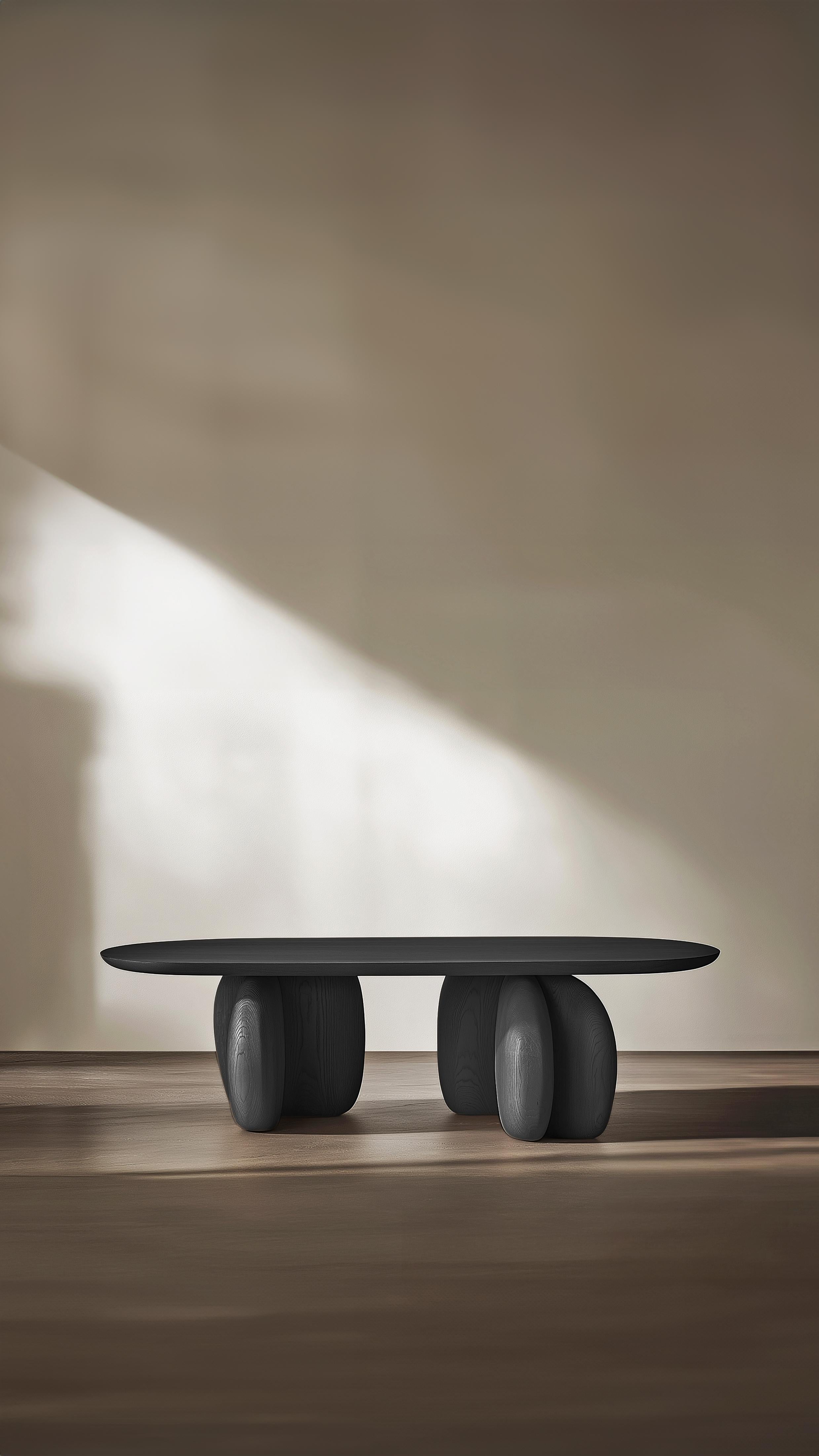 Bois de feuillus Table basse ronde Serie 52 - Sereno by Joel Escalona avec pieds en galets en vente