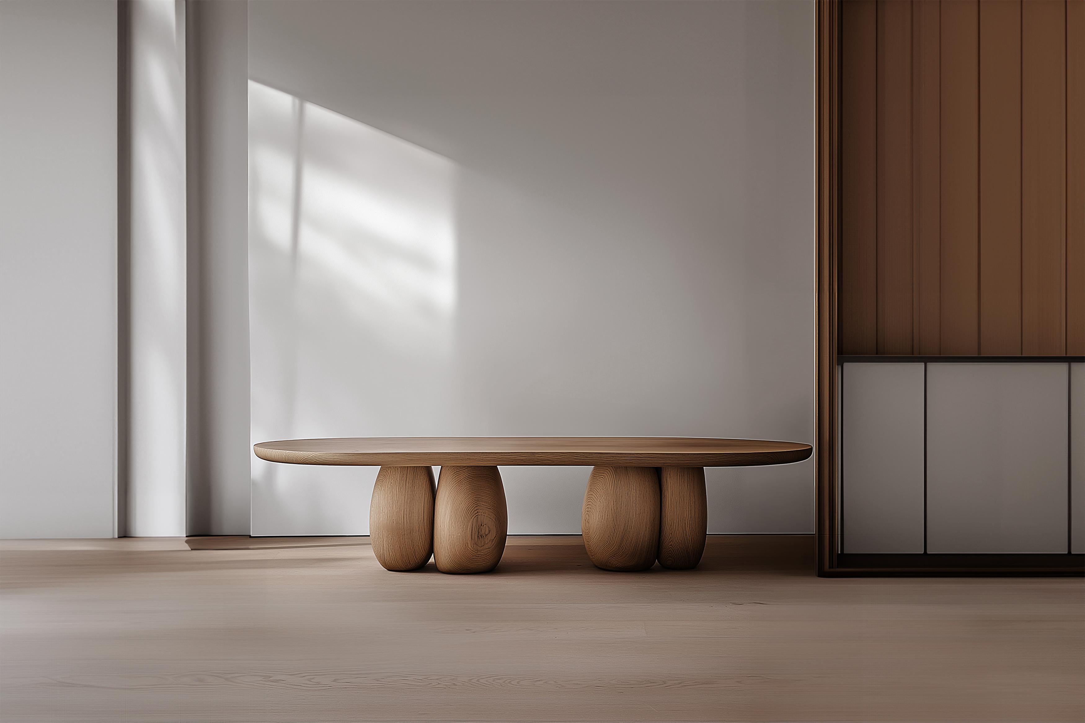 Brutalisme Table basse ronde Serie 98 - Sereno by Joel Escalona avec pied sculptural en galet en vente