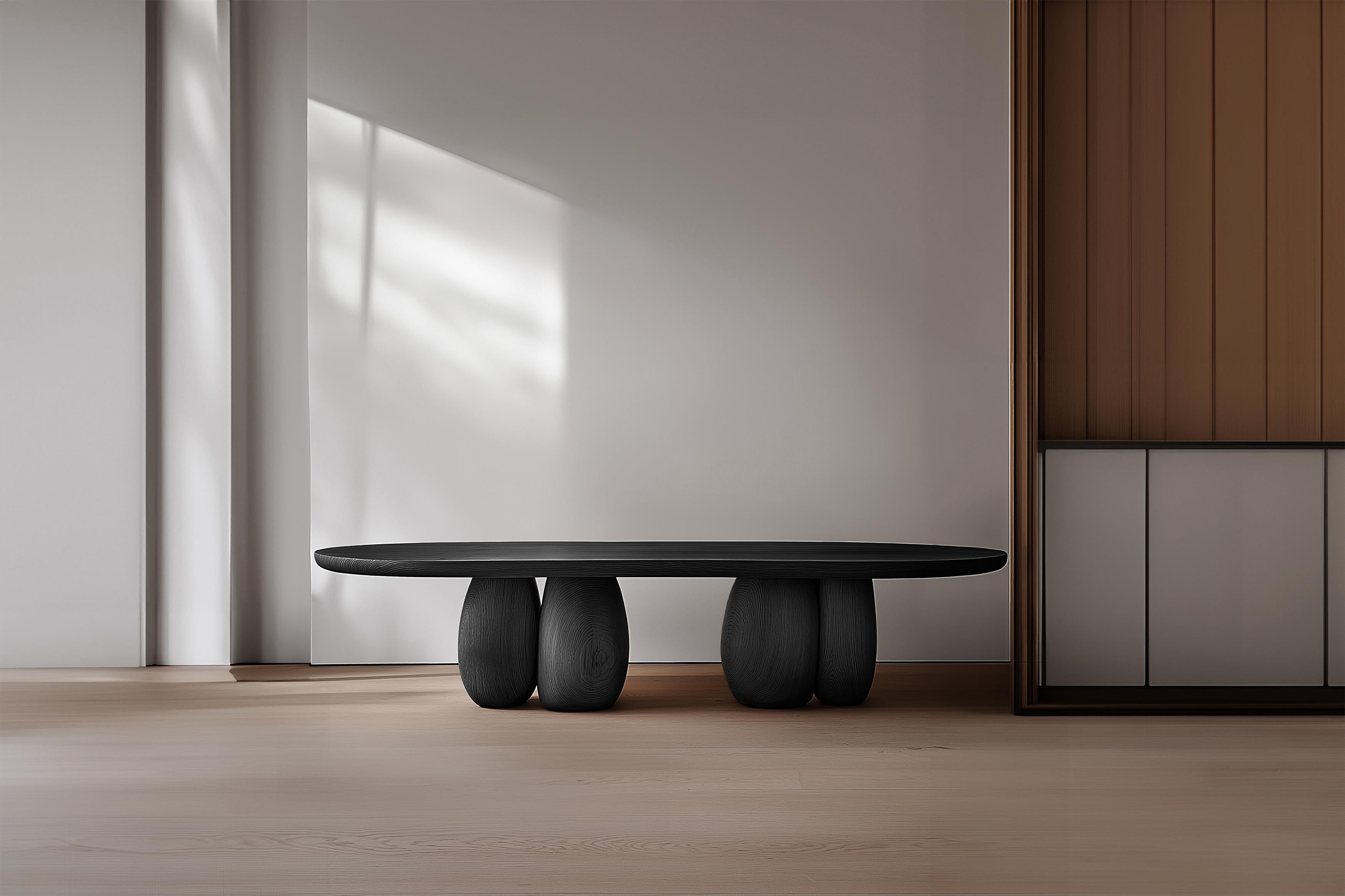XXIe siècle et contemporain Table basse ronde Serie 98 - Sereno by Joel Escalona avec pied sculptural en galet en vente
