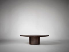 Round Coffee Table, Solid Dark Brown European Oak, Brutalist, Aperta by Mokko