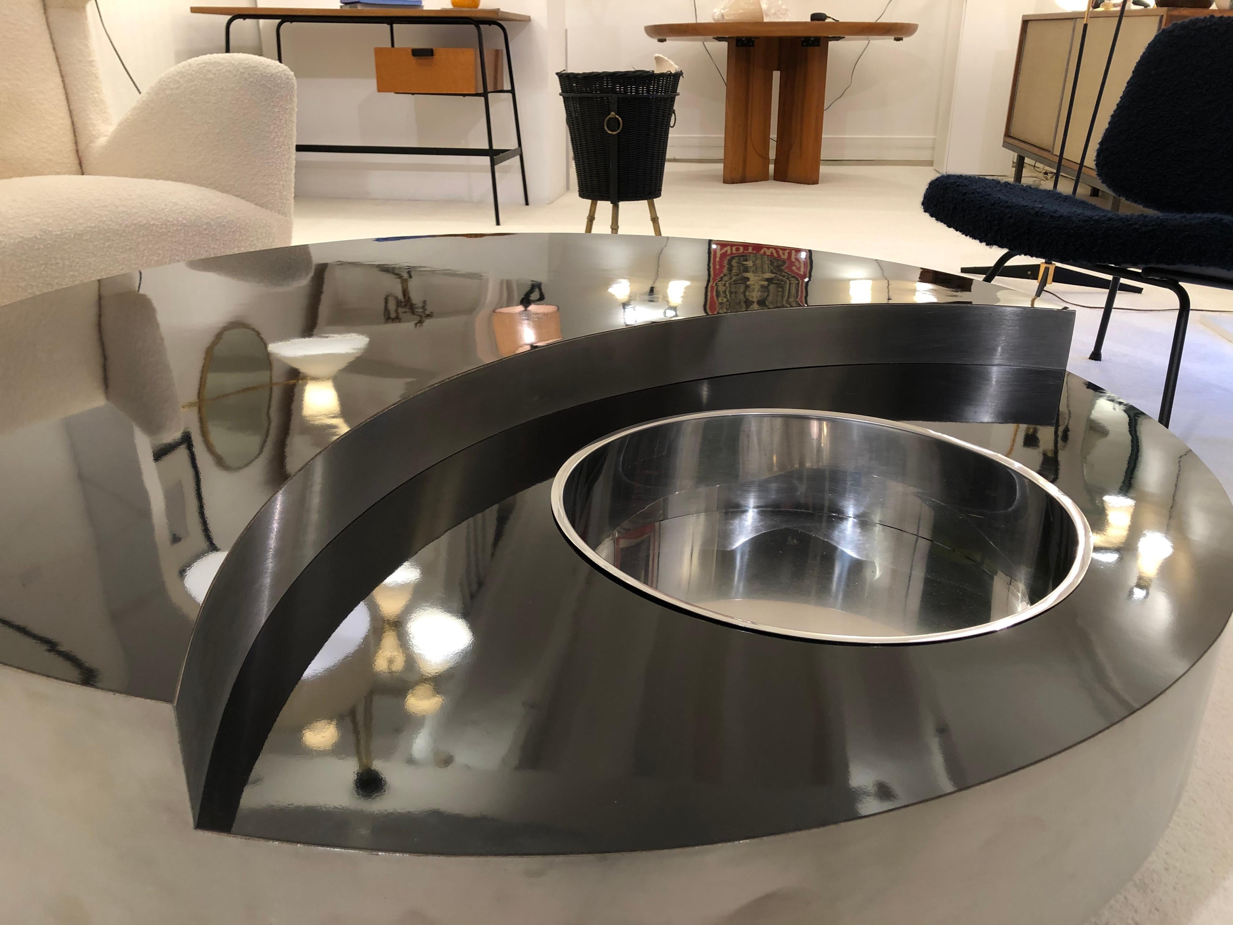 Round Coffee Table TRG by Willy Rizzo, 1970 In Good Condition In Saint-Ouen, FR