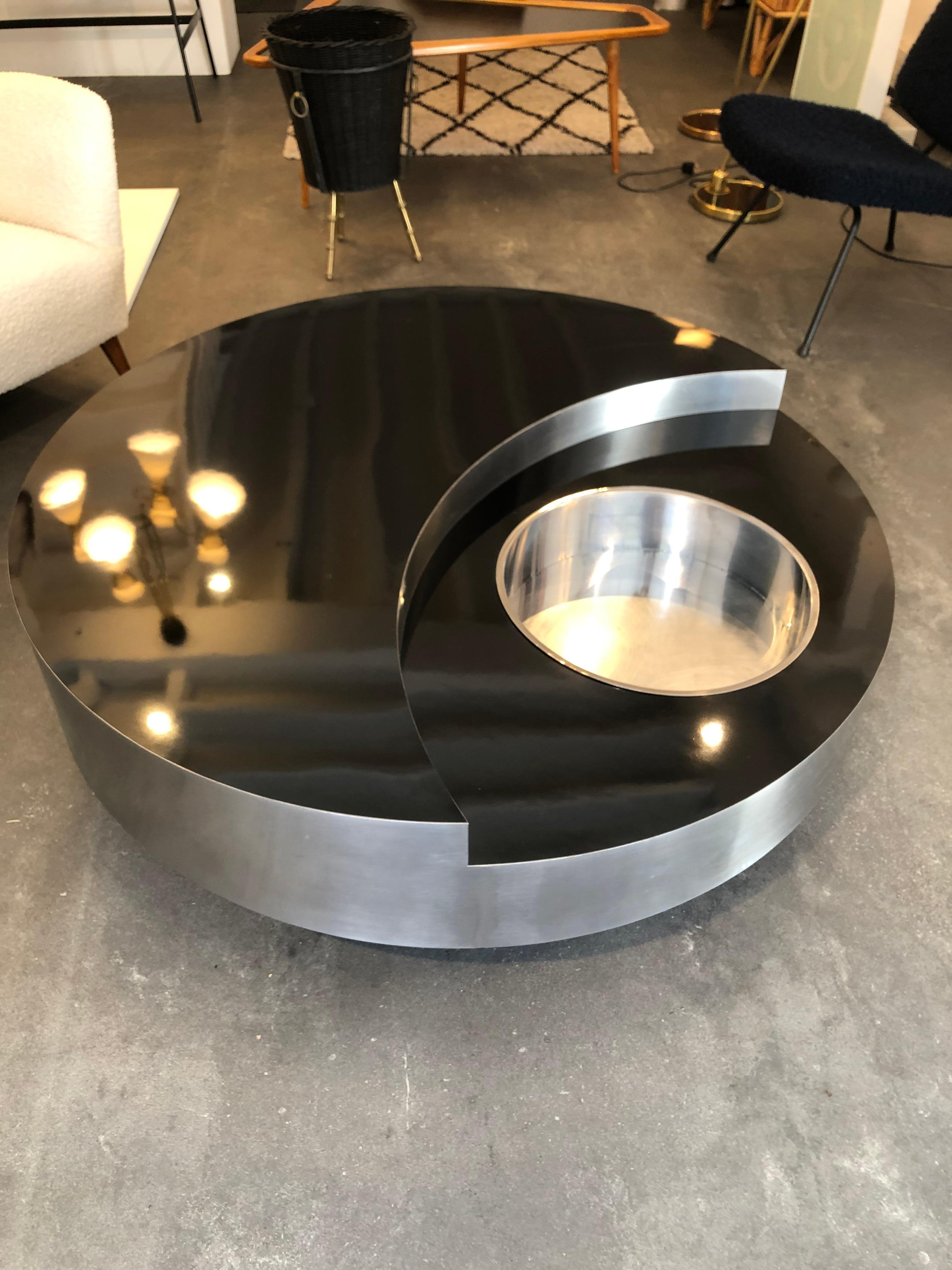 Metal Round Coffee Table TRG by Willy Rizzo, 1970