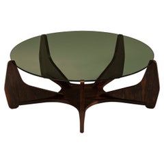 Round Coffee Table Veneered in Rosewood, Italy 1960s