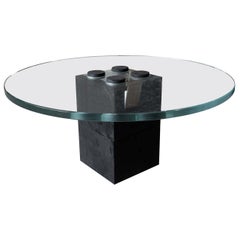 Round Coffee Table with Black Belgio Marble Base