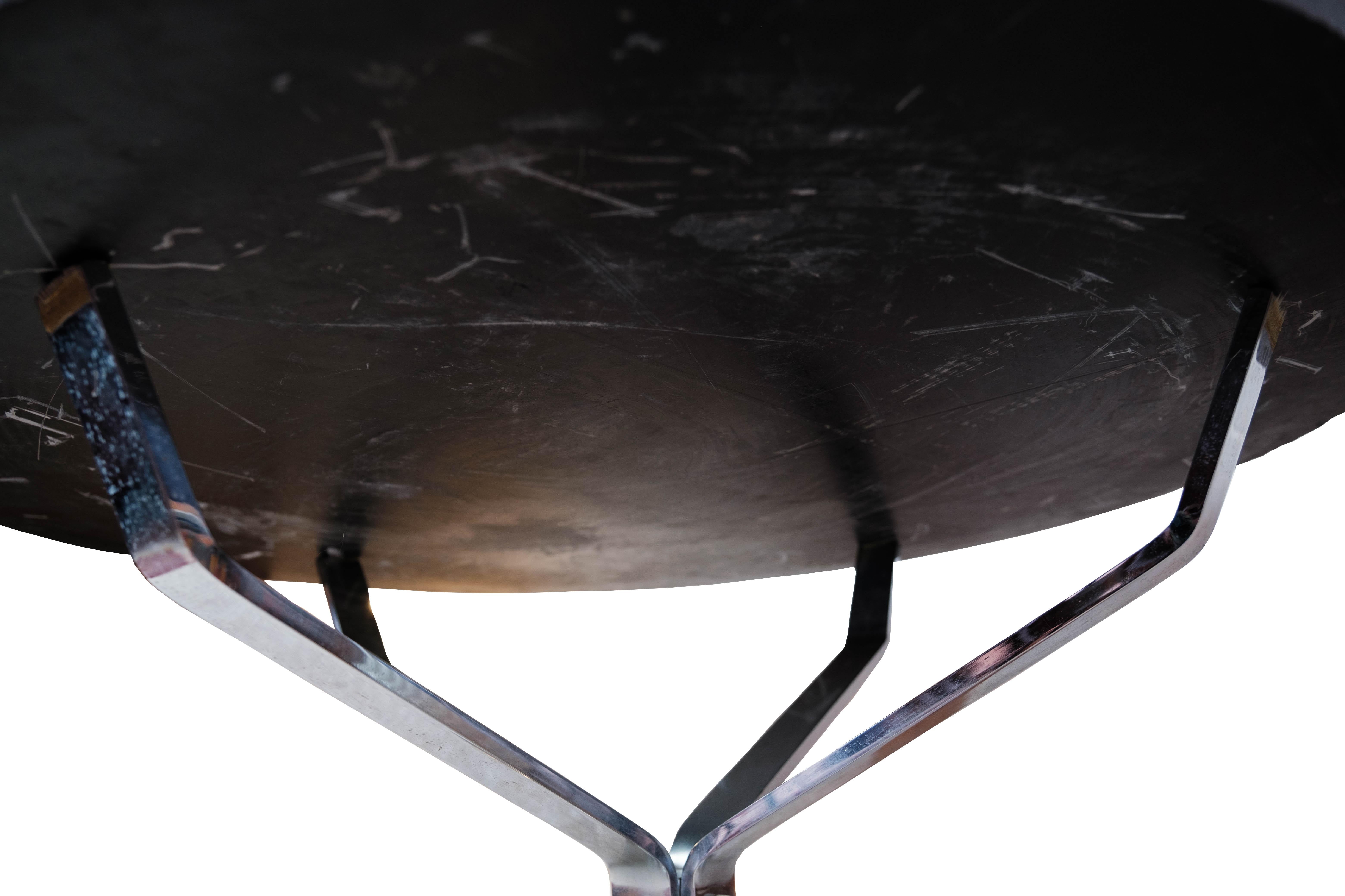 Mid-20th Century Round Coffee Table With Black Slate Plate By Sigurd Ressell Falcon From 1960s For Sale