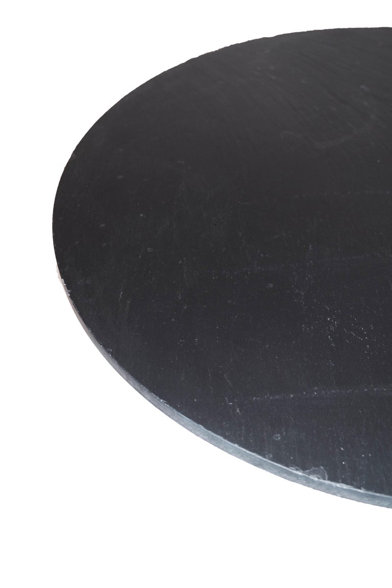 Metal Round Coffee Table with Black Slate Plate and Designed by Sigurd Ressell Falcon For Sale