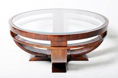 Round Coffee Table with Glass Top