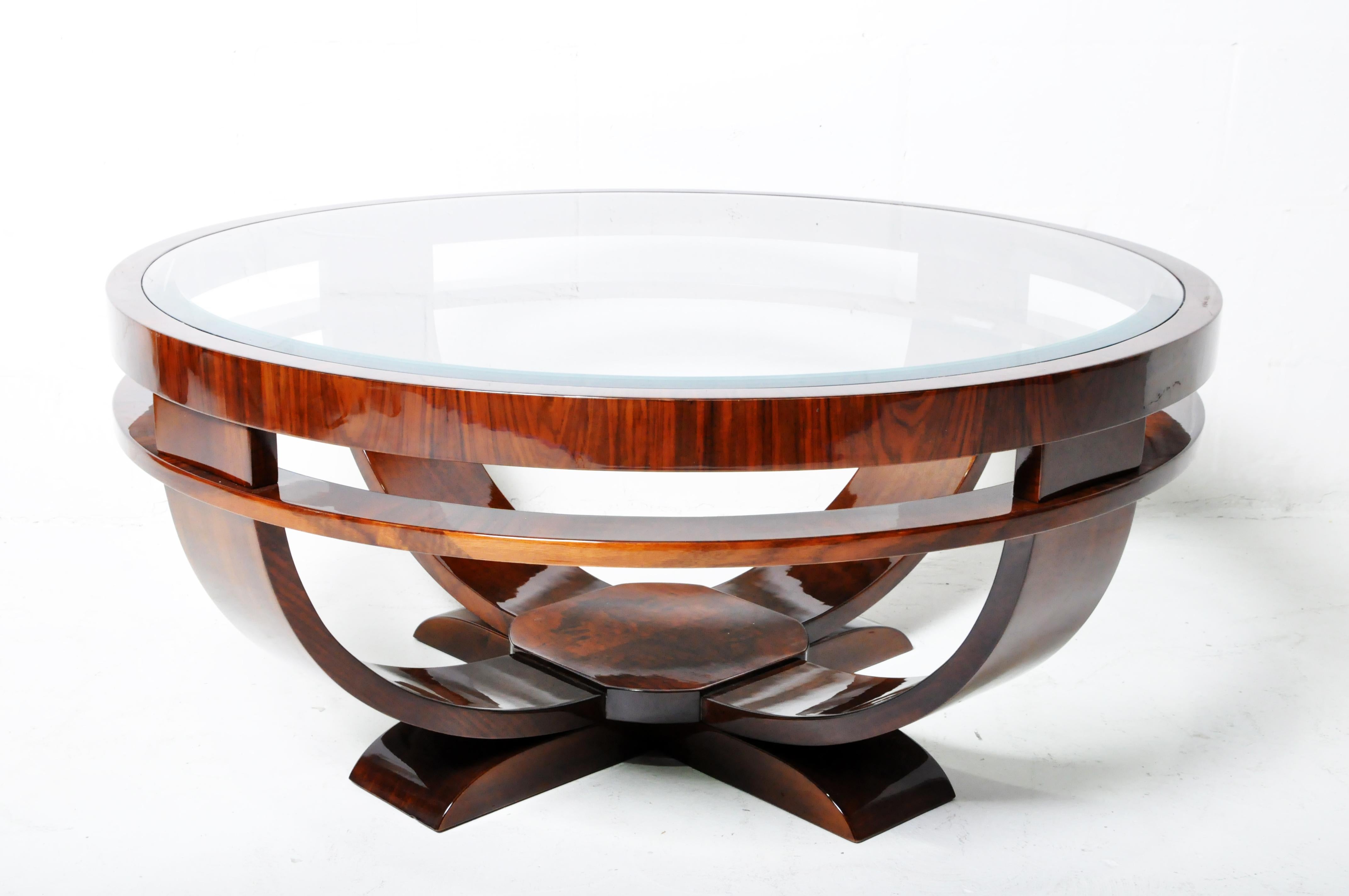 Hungarian Round Coffee Table with Glass Top