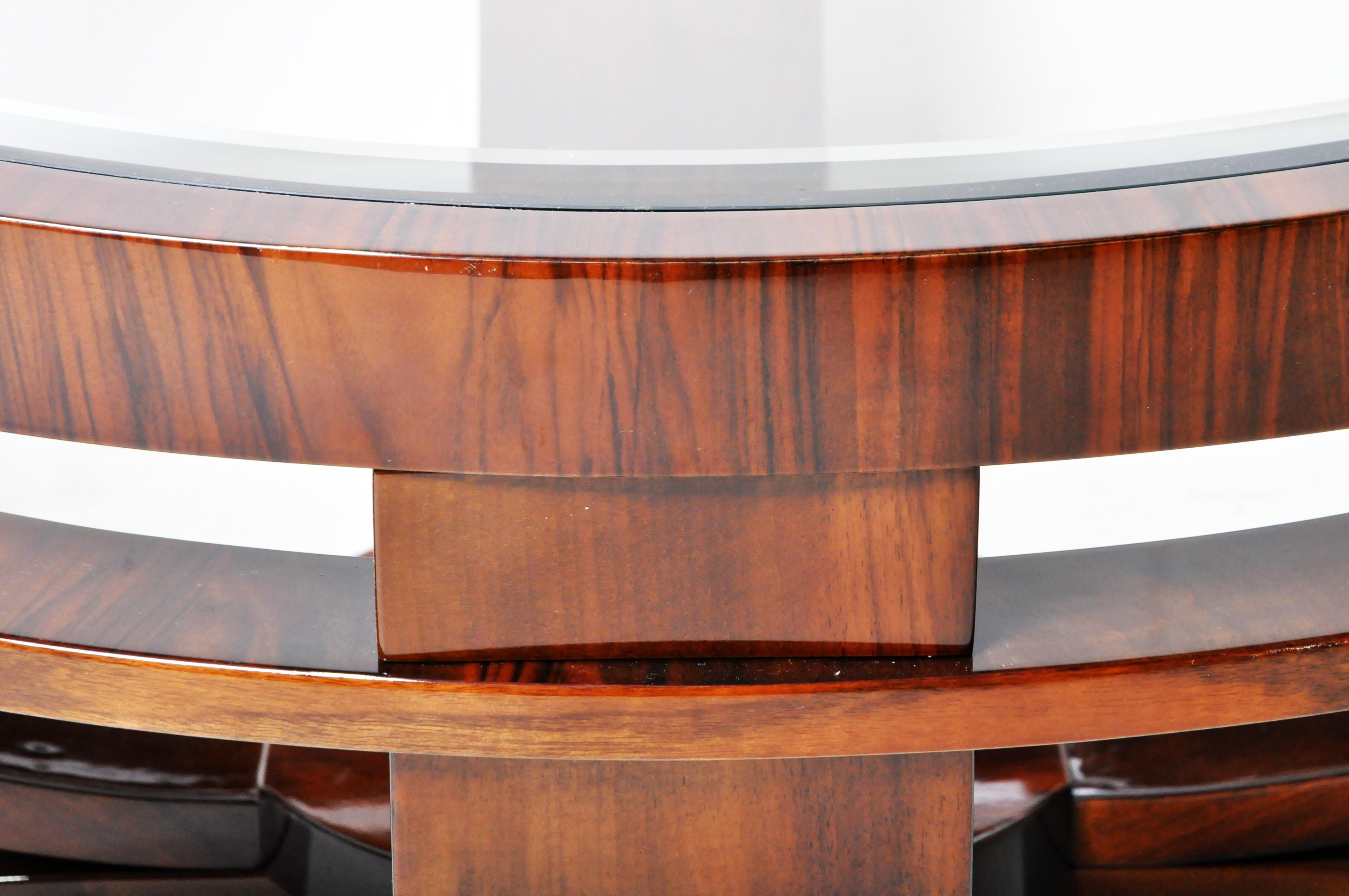 Lacquer Round Coffee Table with Glass Top