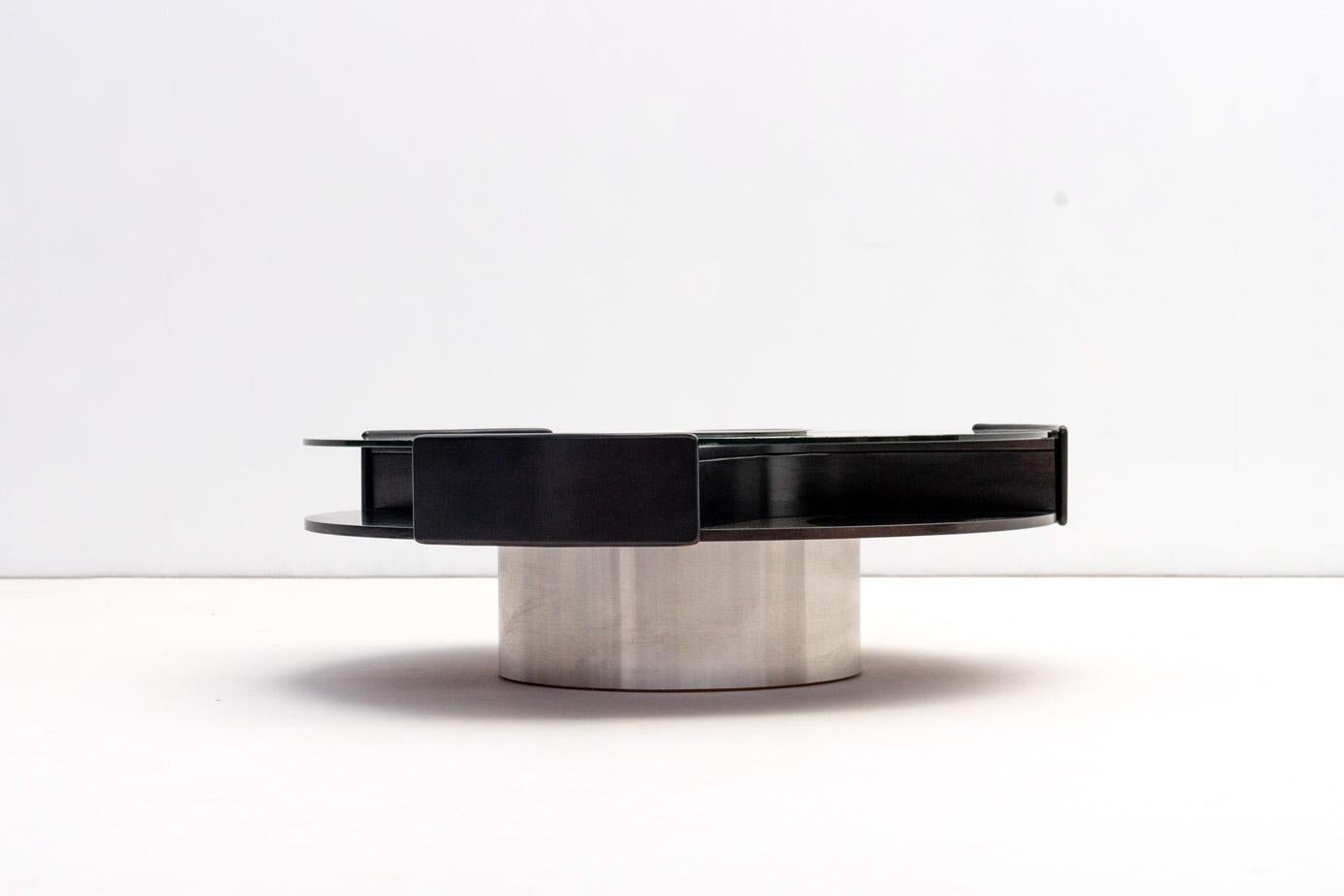 Modern Round Coffee Table with Hidden Bar and Storage