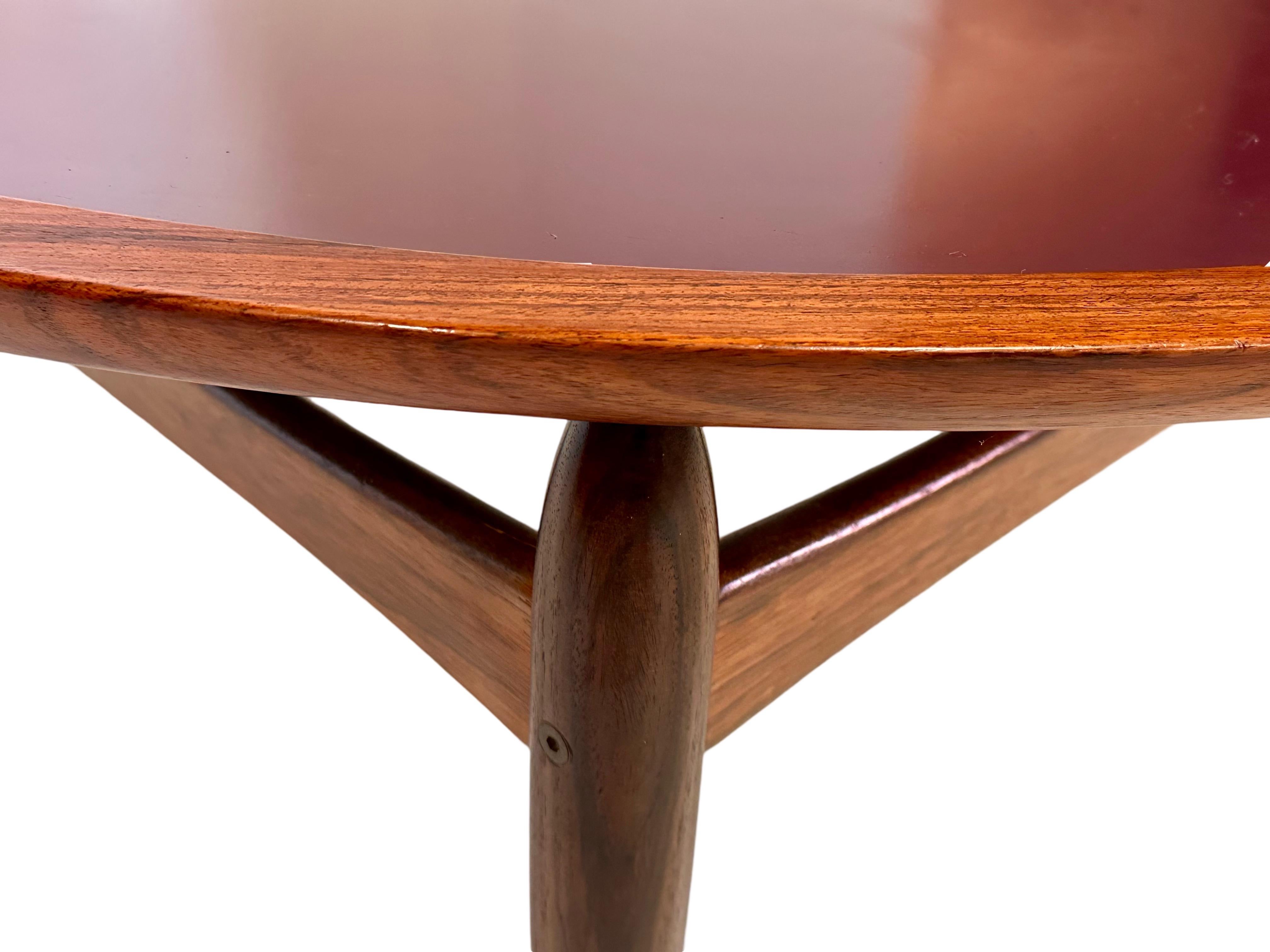 Scandinavian Modern Round coffee table with reversable formica top. E. A. Johannson & L.Pontoppidan. For Sale