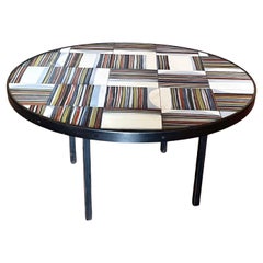 Round coffee table with tiles top, Roger Capron, Vallauris. circa 1960