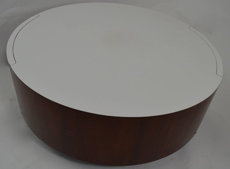 Round Coffee Table With Two Drawers After Baughman At 1stdibs