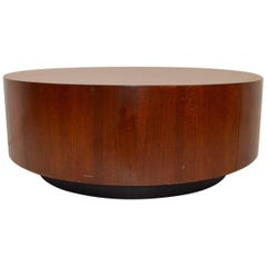 Round Coffee Table with Two Drawers after Baughman