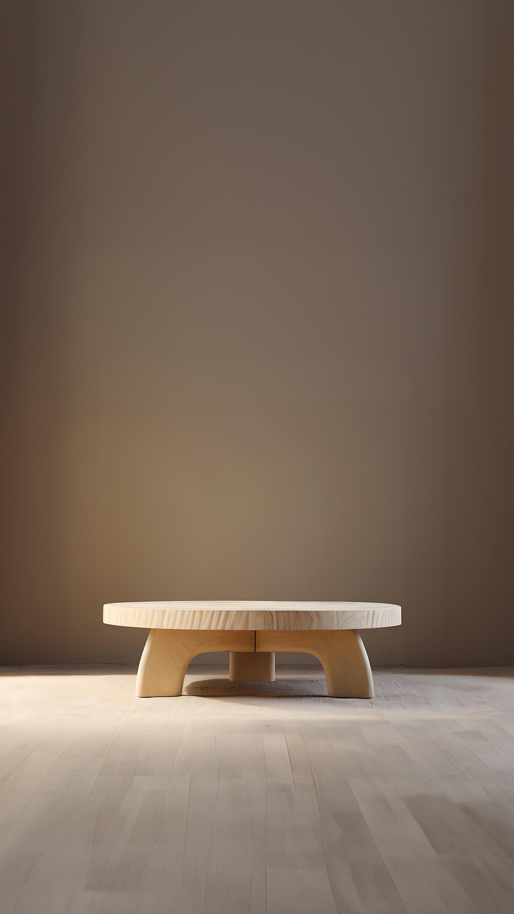 Contemporary Round Coffee Table with Undercut Base - Natural Oak Fundamenta 41 by NONO For Sale