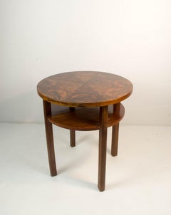Round Coffee Table with Walnut Veneer by Jindřich Halabala, 1930s