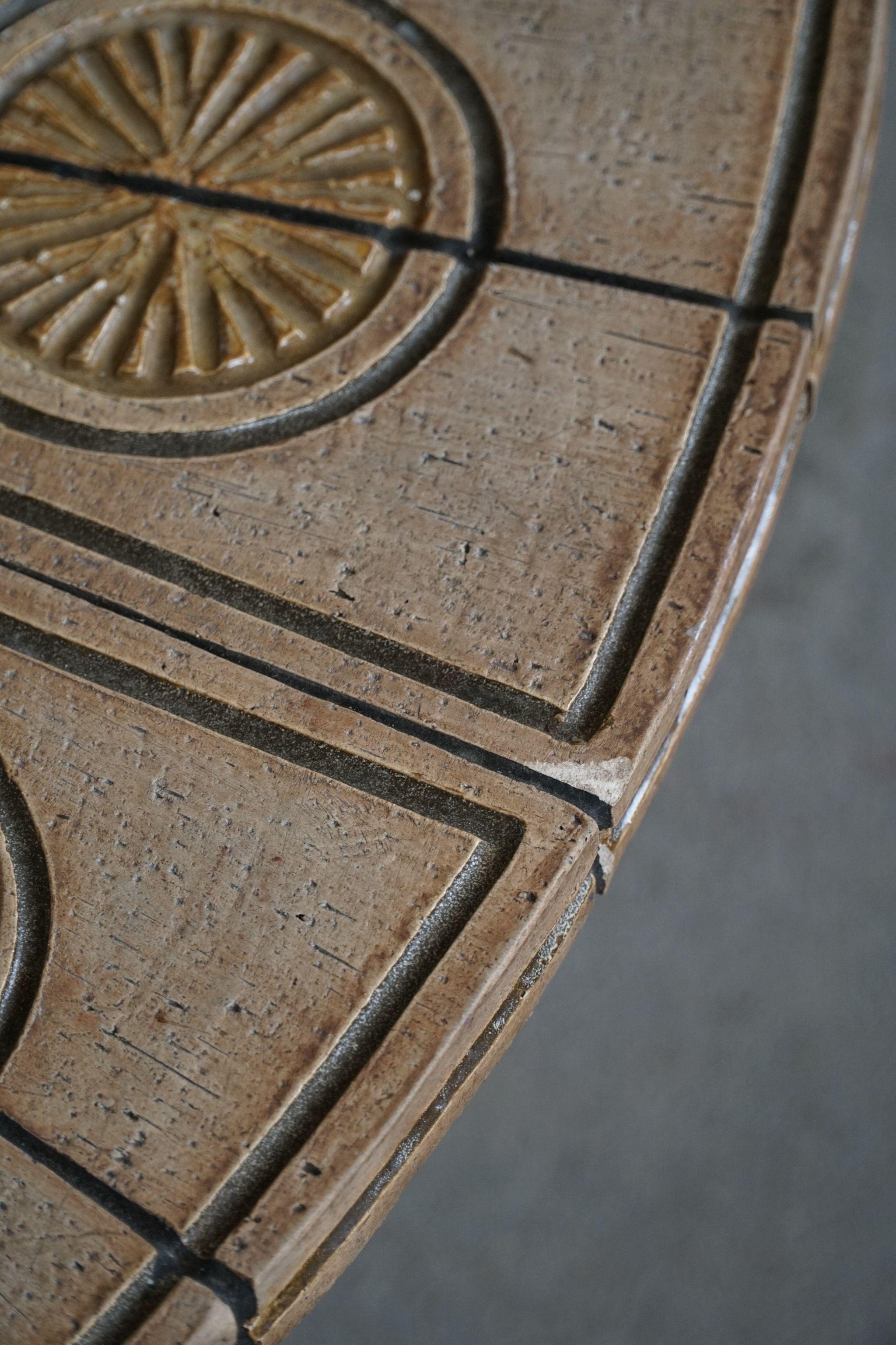 Table basse ronde, Wood et carreaux de céramique, Ox Art by Trioh, Danemark, 1978 en vente 6