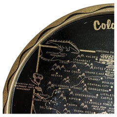 Round Colorado Columbine Flower Serving Tray in Black Purple and Cream