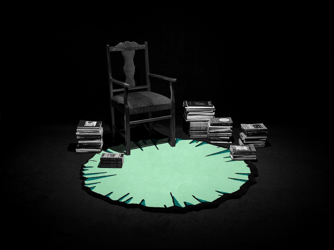 Machine-Made Round Colorful Crumpled Rug from Graffiti Collection by Paulo Kobylka, Small For Sale