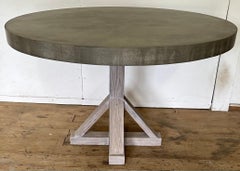 Round Concrete Farmhouse Pedestal Dining Table