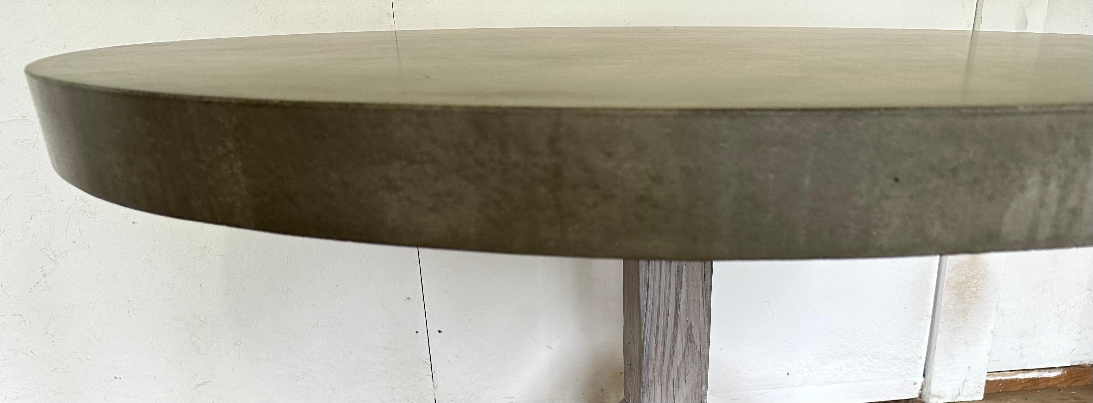 Mid-Century Modern Round Concrete Farmhouse Pedestal Dining Table For Sale