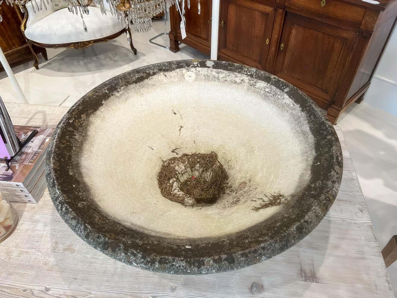 French Round Concrete Jardiniere For Sale