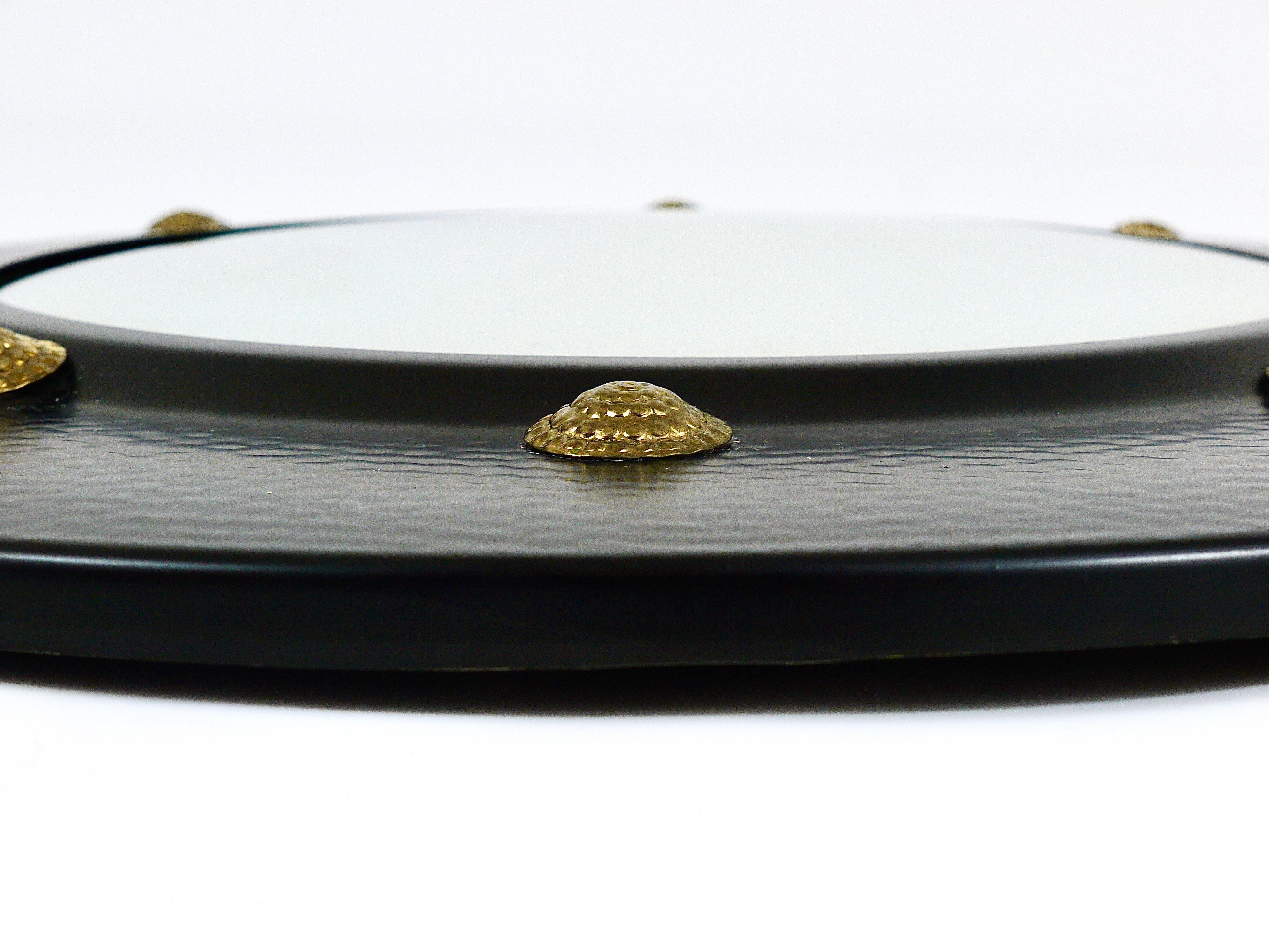 20th Century Round Convex Brass Mirror in the style of Piero Fornasetti, Italy, 1960s