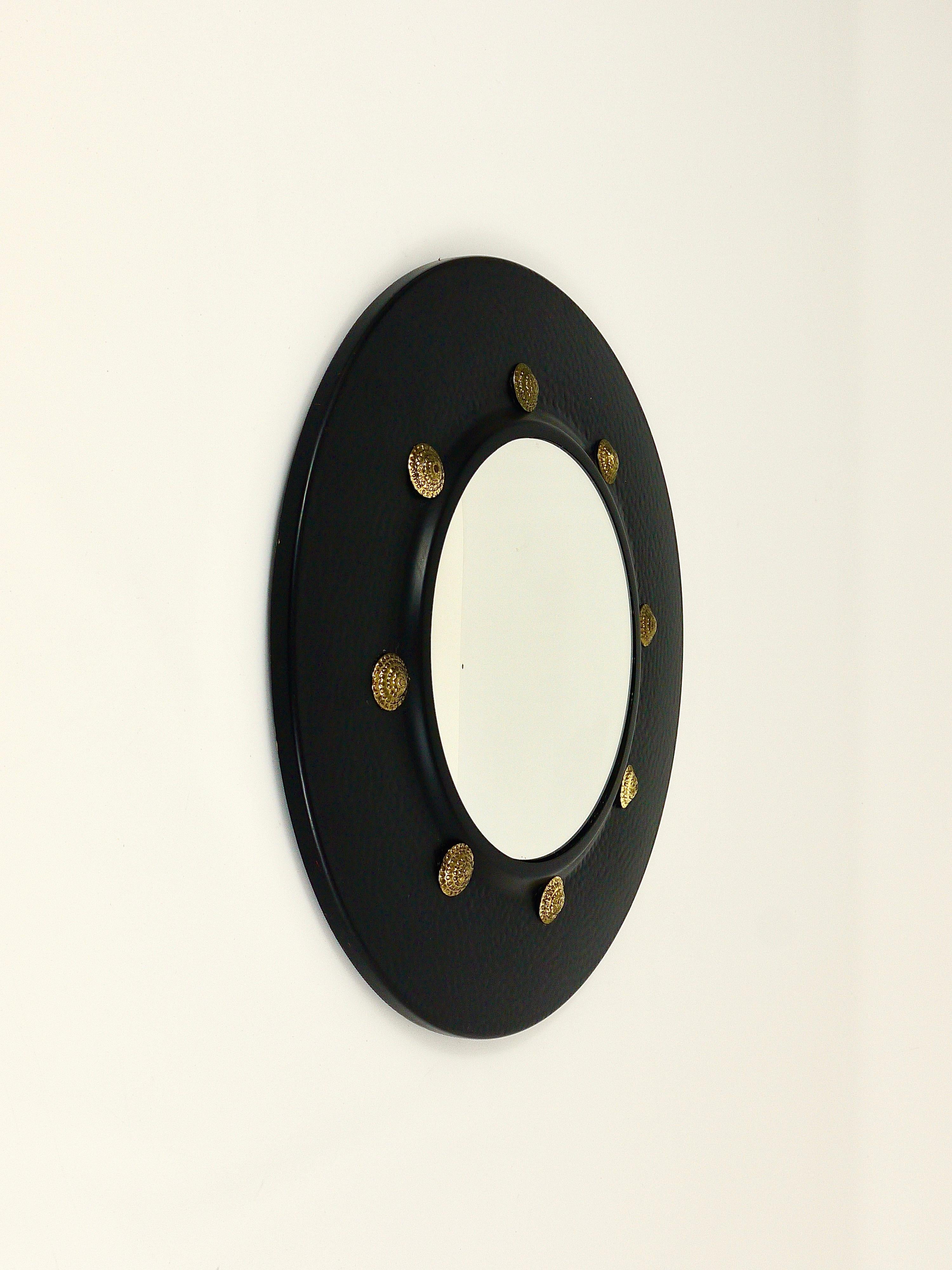 Round Convex Brass Mirror in the style of Piero Fornasetti, Italy, 1960s 2