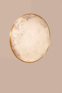 Round Convex Mirror Diam 93 cm Brass Frame