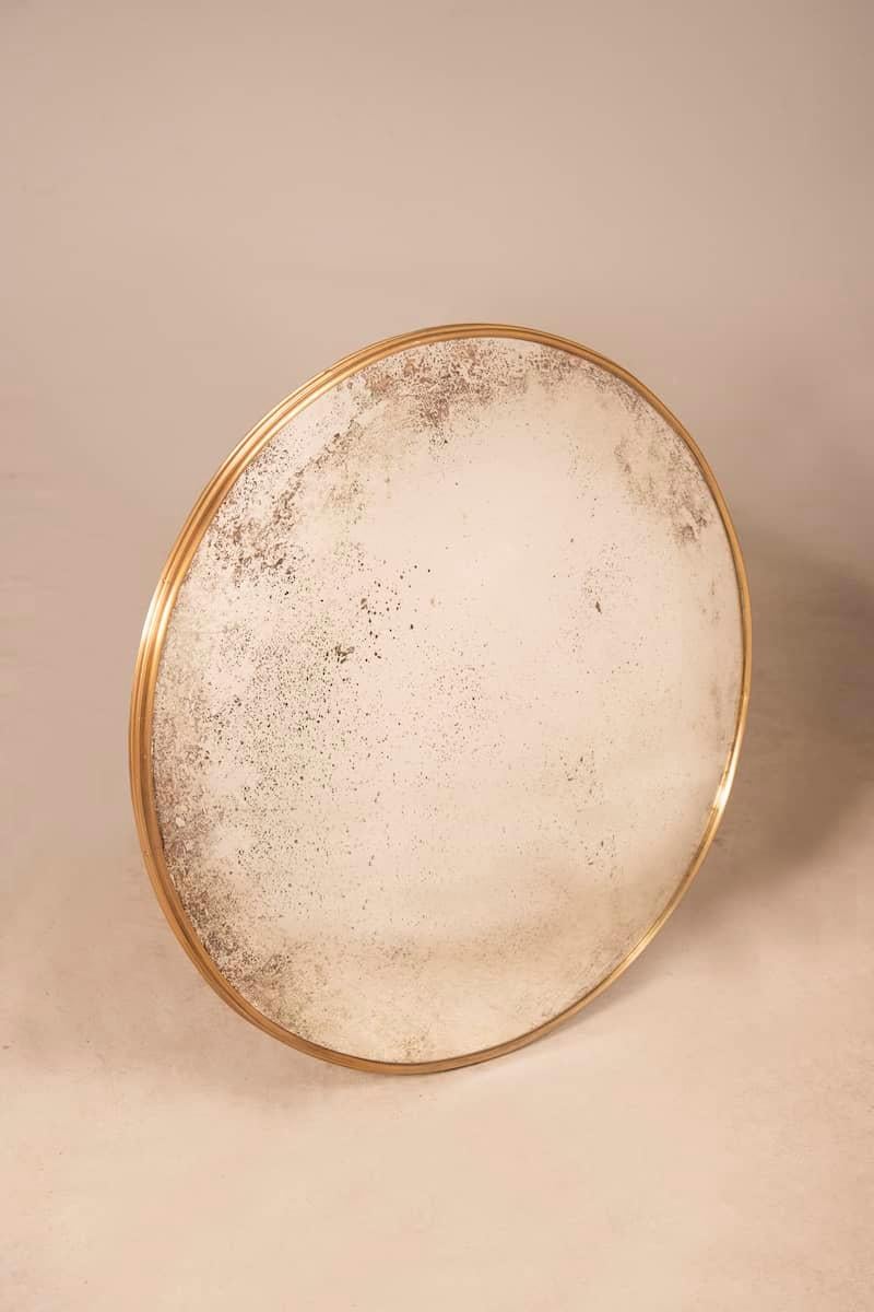 Round Convex Mirror Diam 93 cm Brass Frame For Sale 2