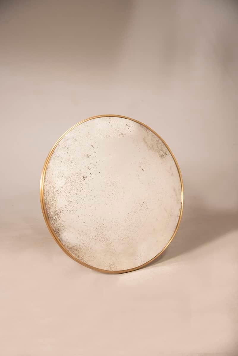 Round Convex Mirror Diam 93 cm Brass Frame For Sale 3