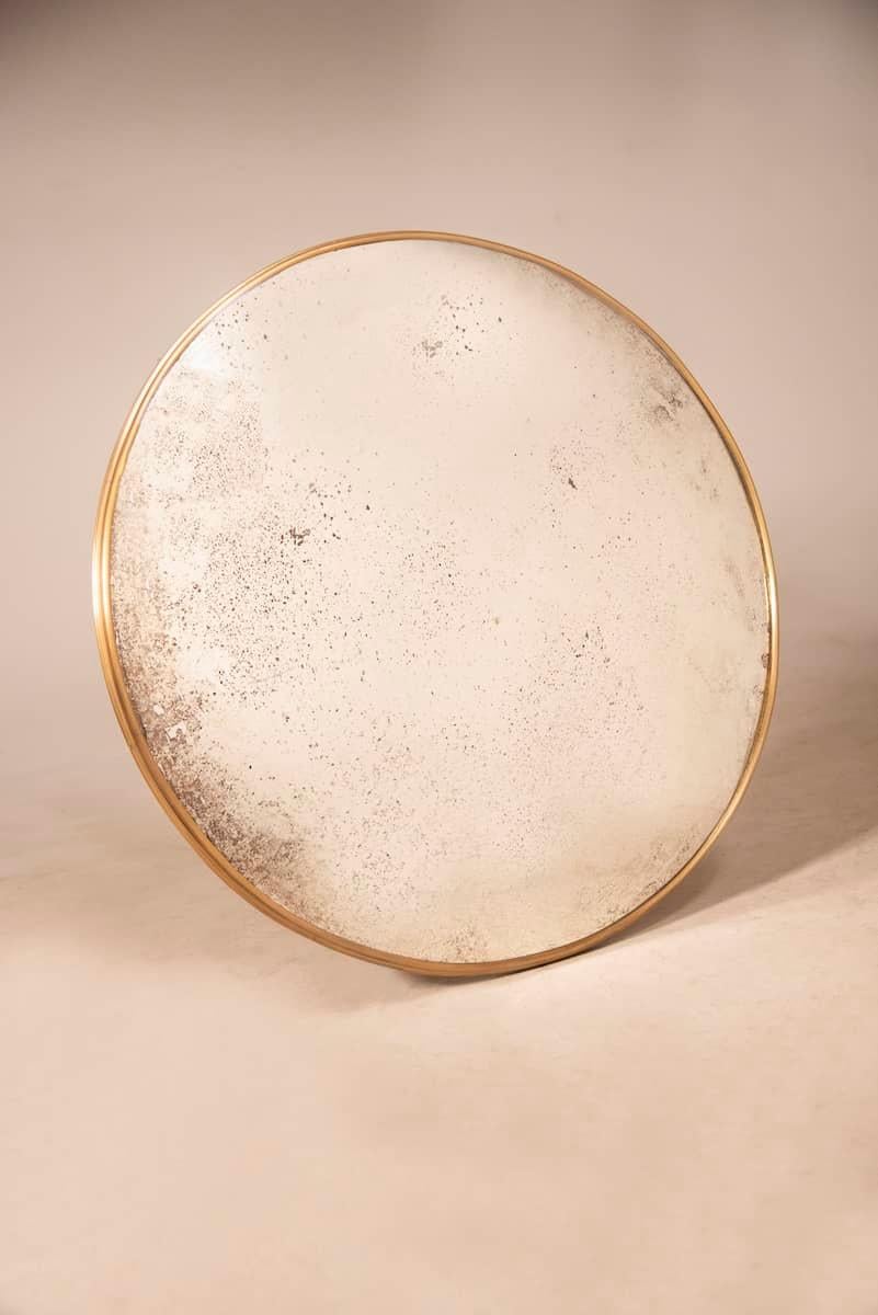 Round Convex Mirror Diam 93 cm Brass Frame For Sale 5