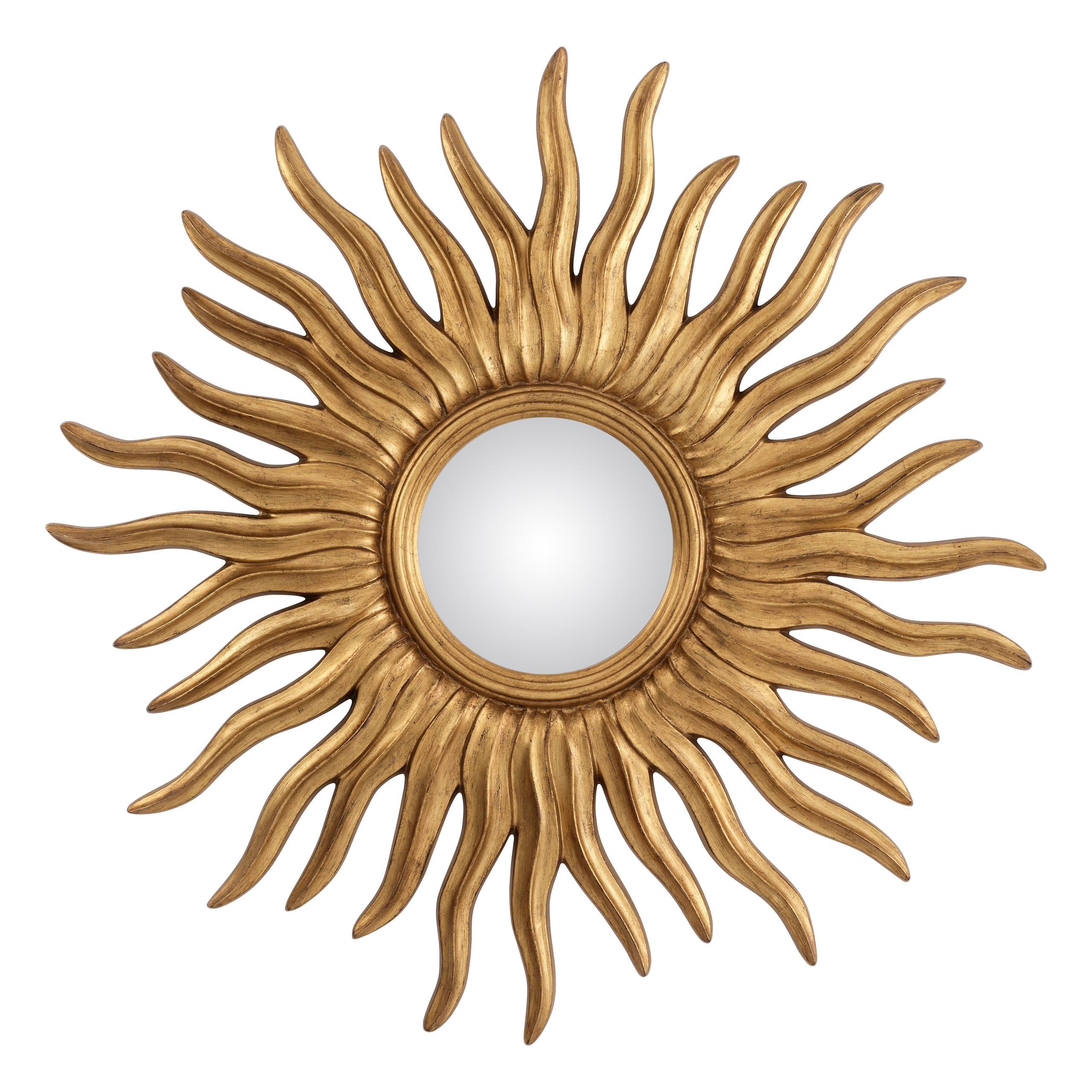 Round Convex Mirror with Sunburst Frame For Sale