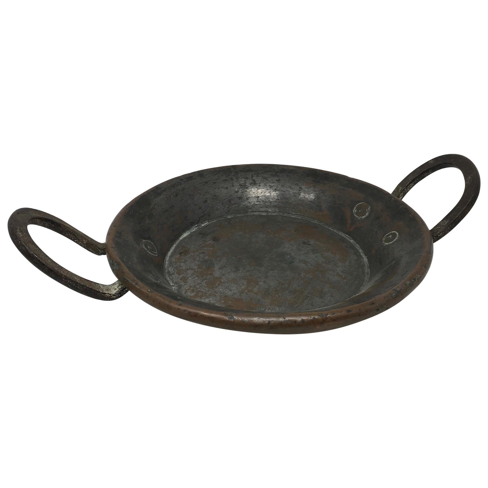 Round Copper Pot with Handles For Sale