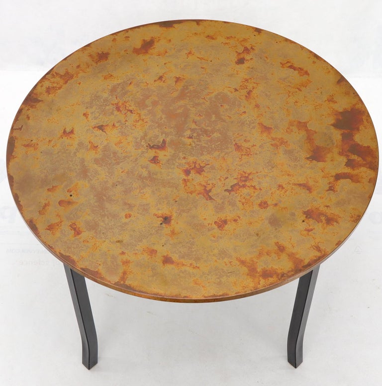 Round Copper Top Black Metal Base Dining Table For Sale at 1stDibs